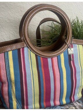 FOSSIL HANDBAG/SHOULDER BAG STRIPED COLORFUL ROUND HANDLES Crossbody Summer